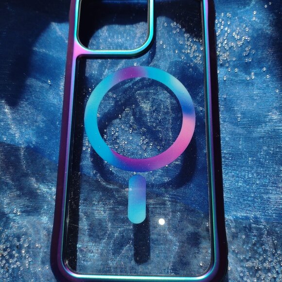 NEW Apple iPhone 13 or 14 Clear Phone Case Purple Blue K22-14-6.1 - Picture 3 of 5